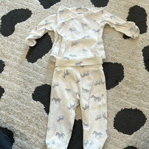 Zebra ribbed footie set